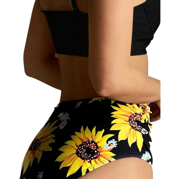 Dressfo Sunflower Print High Waist Swim Bottom Only Women's Size XXL. - Picture 1 of 10